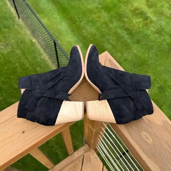 Free People x Faryl Robin size 8 Alameda Black Vegan Suede Wood Heel Booties - Picture 7 of 13